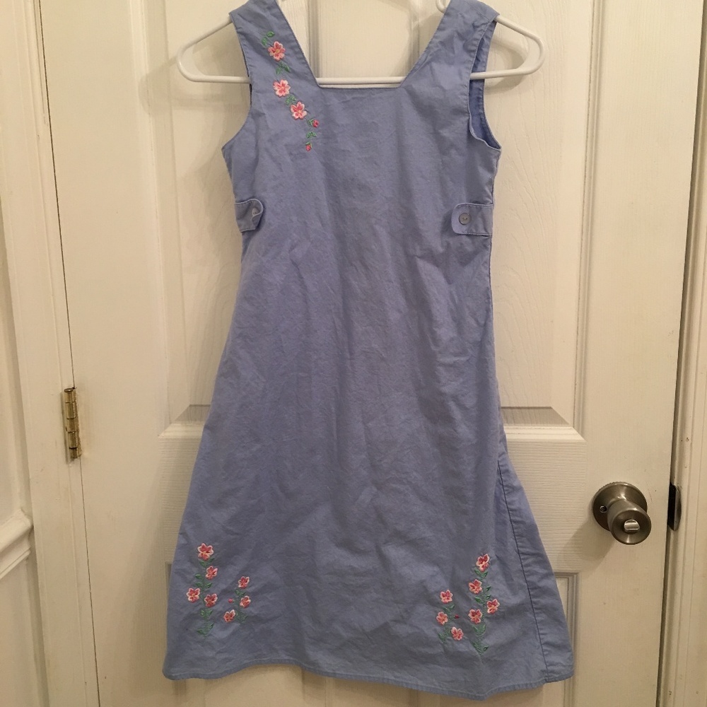 Bonnie Jean Blue Embroidered Sleeveless Dress